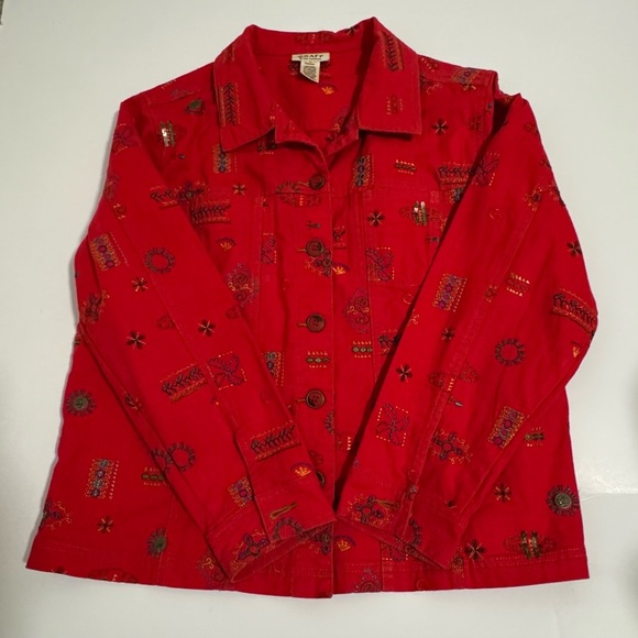 GRAFF Size large RED Stretch Denim jacket - Picture 10 of 10